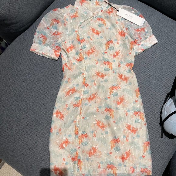 Peacebird Chinese Qipao Jacquard Dress - Picture 3 of 4